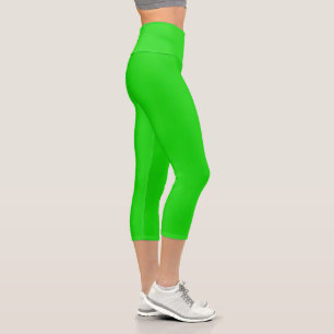 Leggings Capri Color limón verde sólido plano