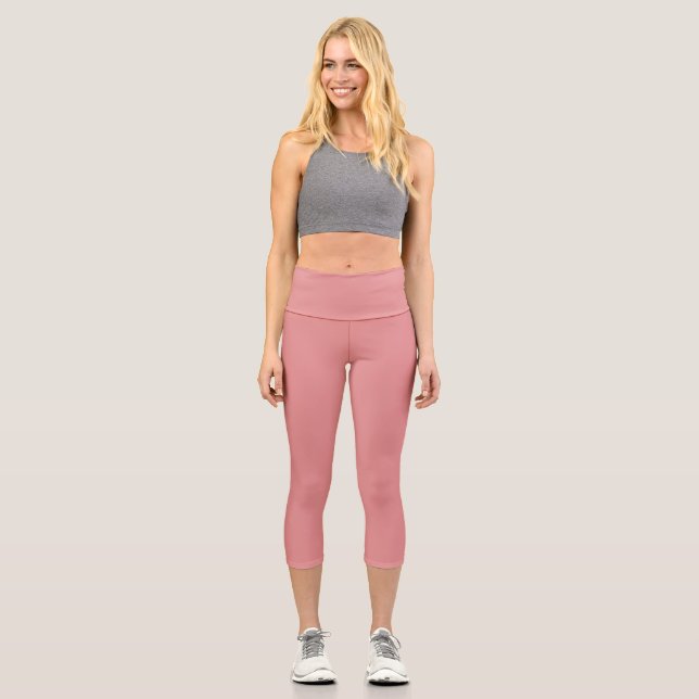 Leggings Capri Color liso rosado de Nueva York (Anverso)