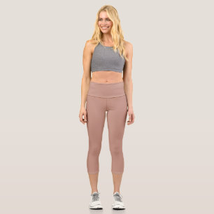 Leggings Capri Color liso rosado marrón sólido