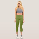 Leggings Capri Color liso y sólido de aguacate<br><div class="desc">#6A7E22 Color sólido aguacate plano</div>