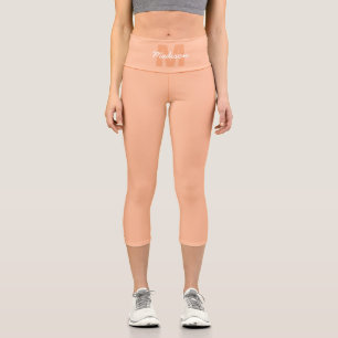 Leggings Capri Color melocotón pastel genial con nombre de monogr