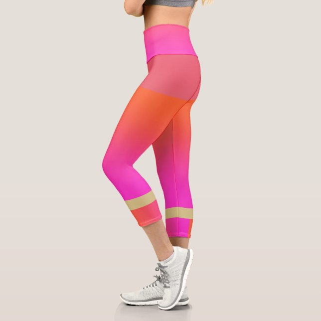 Leggings Capri Color rosa Naranja bloqueado (Izquierda)
