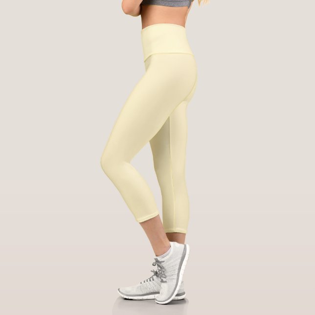 Leggings Capri Color sólido amarillo lemonado | Clásico Elegante (Izquierda)