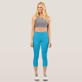 Leggings Capri Color sólido azul bebé, simple, feliz y brillante