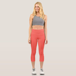 Leggings Capri Color sólido coral vivo