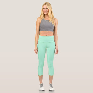 Leggings Capri Color sólido de la menta verde pastel Minimalista
