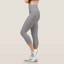 Leggings Capri Color sólido gris oprimido | Clásico Elegante