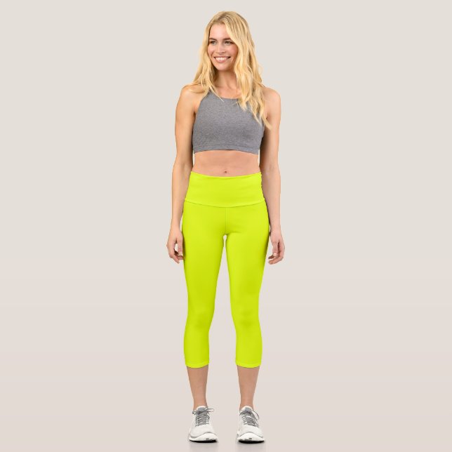 Leggings Capri Color sólido Neon Chartreuse | Clásica (Anverso)