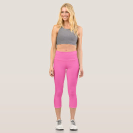 Leggings Capri Color sólido neón rosado caliente | Clásica