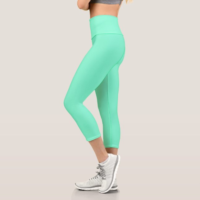 Leggings Capri Color sólido Pastel Aqua | Clásica | Elegante (Izquierda)