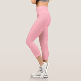 Leggings Capri Color sólido rosa Rubor de moda | Clásico Elegante