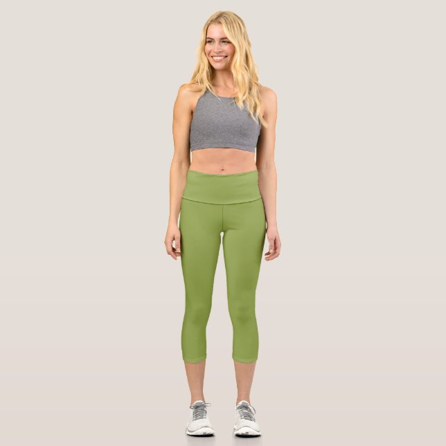 Leggings Capri Color sólido verde limón moderado (Anverso)