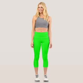 Leggings Capri Color sólido verde neotelítrico | Clásica