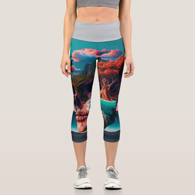 Leggings Capri Colored skull head (Anverso)