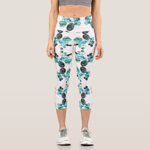 Leggings Capri Colores de flores y azulejos de cristal de mar