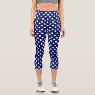 Leggings Capri Colores DIY Estrellas Blanco Azul Marino