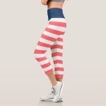 Leggings Capri Colores editables con franjas blancas<br><div class="desc">Las leggings de longitud capri de estilo náutico con un patrón de rayas blancas con un color de fondo editable, haga clic en el botón personalizar para cambiar el color de fondo de la capa frontal y de la cintura. *Tenga en cuenta que la marca de agua Zazzle que aparece...</div>