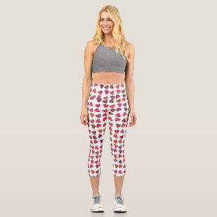 Leggings Capri Colores mixtos flores patrón de motivos brillantes