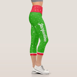 Leggings Capri Colores navidades con tu nombre en blanco - VERDE