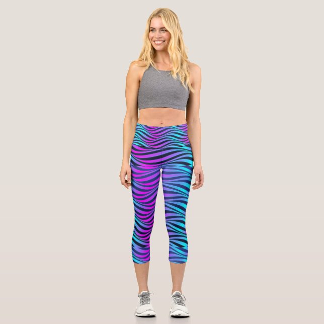 Leggings Capri Colores ondulares ondulados (Anverso)