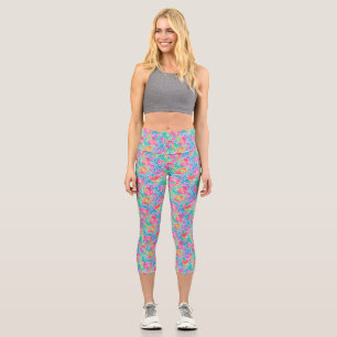 Leggings Capri Colores pastel abstractos Arrecife de coral de lan