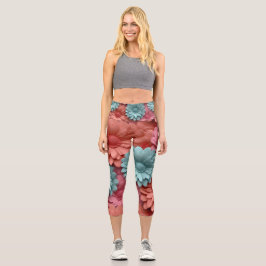 Leggings Capri colorida Gerbera 3D