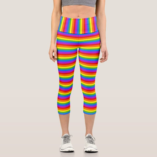 Leggings Capri Coloridas franjas arcoiris (Anverso)