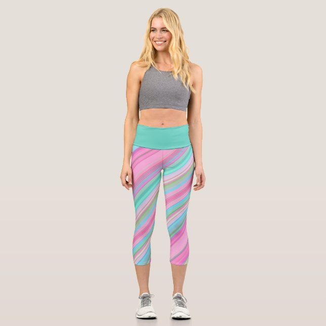 Leggings Capri Coloridas franjas diagonales (Anverso)