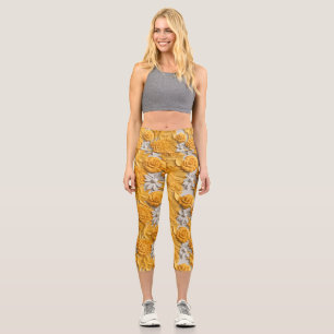 Leggings Capri colorido 3D Marigold Floral