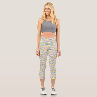 Leggings Capri Colorido acuarela de flores y árboles