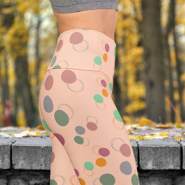 Leggings Capri Colorido Apricot Bubbles Pattern Yoga