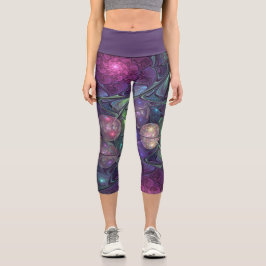 Leggings Capri Colorido Glittering Moderno Resumen Arte Fractal