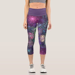 Leggings Capri Colorido Glittering Moderno Resumen Arte Fractal