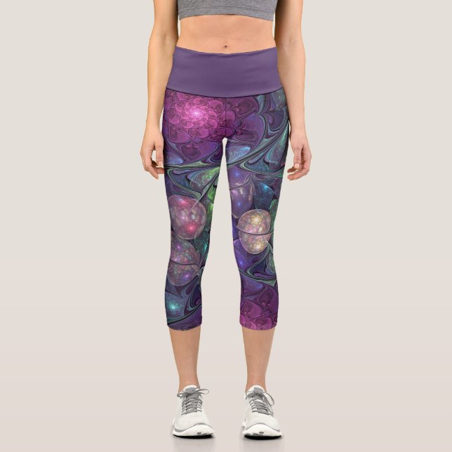 Leggings Capri Colorido Glittering Moderno Resumen Arte Fractal (Anverso)