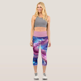 Leggings Capri Colorido Pastel Líquido Capris De Alto Desagüe
