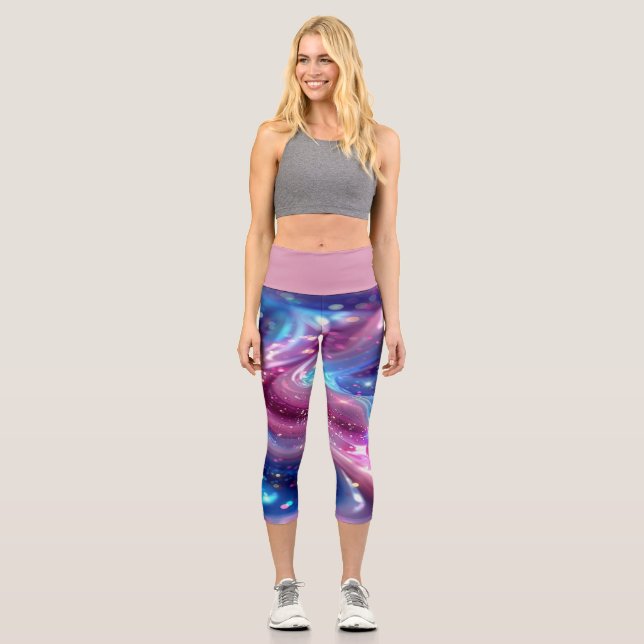 Leggings Capri Colorido Pastel Líquido Capris De Alto Desagüe (Anverso)