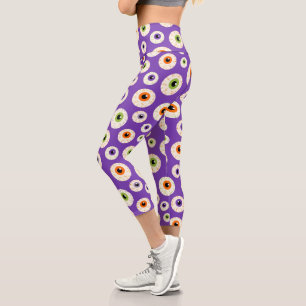 Leggings Capri Colorido patrón de Halloween Eyeballs