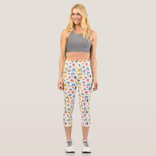 Leggings Capri Colorido patrón lúdico con arcos y flores