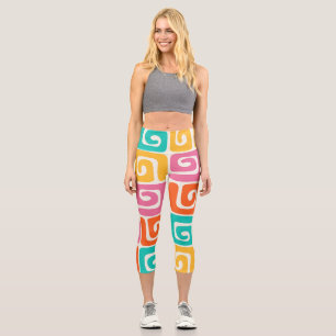 Leggings Capri Coloridos remolinos geométricos retro y audaz vint