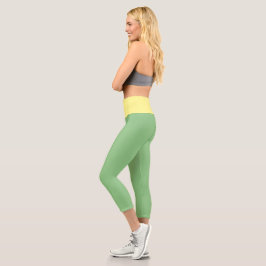 Leggings Capri Combinación divertida verde y amarillo