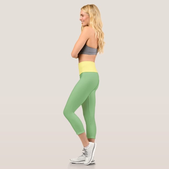 Leggings Capri Combinación divertida verde y amarillo (Izquierda)