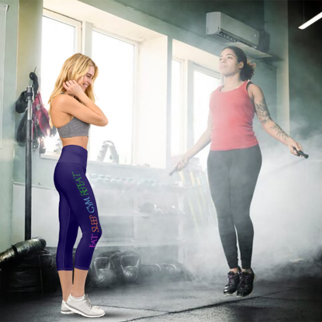Leggings Capri Comer. Dormir. Gimnasio. Repetir. ejercicio de muj (Subido por el creador)