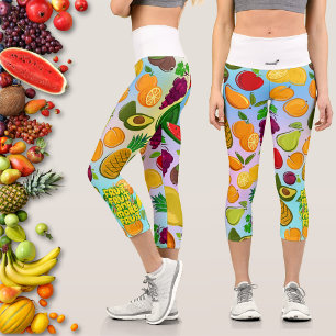 Leggings Capri Comer más fruta   yoga alimenticio saludable con m