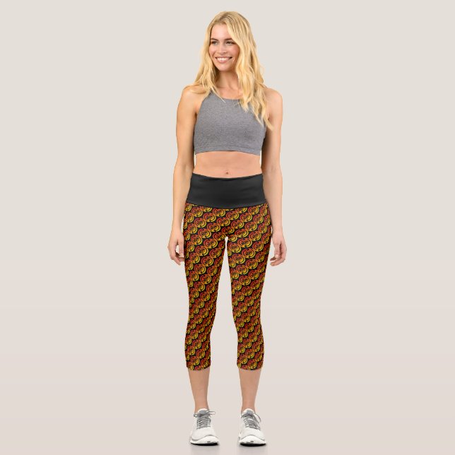 Leggings Capri Comer Sleep Run Repetir fondo de puesta de sol en  (Anverso)