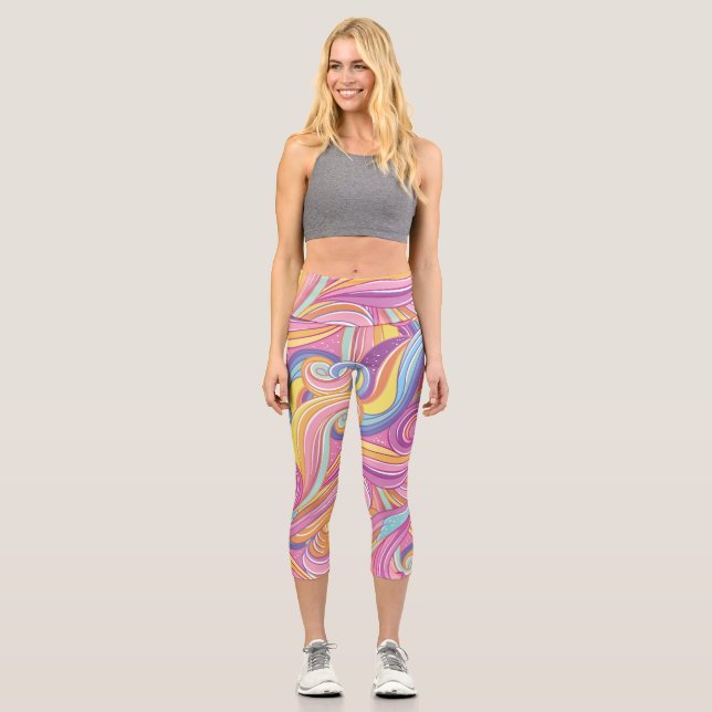 Leggings Capri Cometa arcoiris: Cielo mágico de ensueño. (Anverso)
