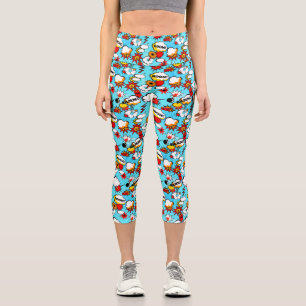Leggings Capri Comic libro pop arte super héroe gracioso