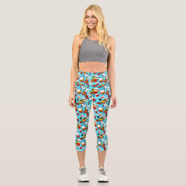 Leggings Capri Comic libro pop arte super héroe gracioso