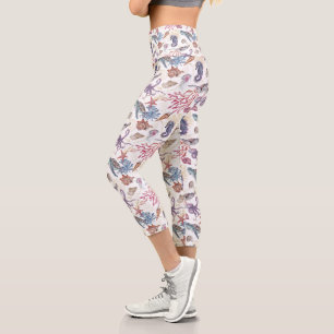 Leggings Capri Composición Subacuática de Acuarela Serie Diseño 1