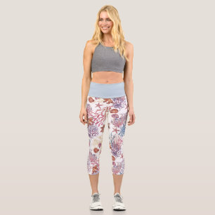 Leggings Capri Composición Subacuática de Acuarela Serie Diseño 3
