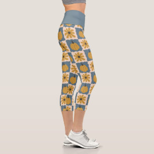 Leggings Capri Comprobación de la calabaza dibujada a mano Imprim